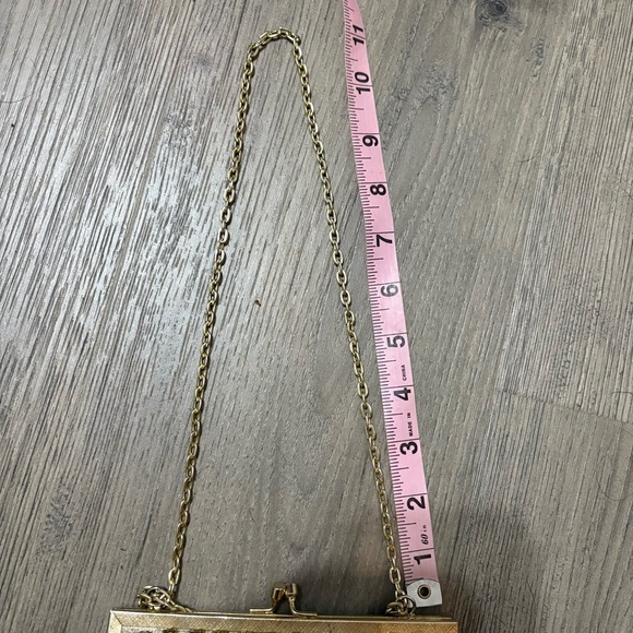 Vtg Gold Beaded Small Cocktail Purse Evening Bag Flapper 20s Satin Lining - Picture 7 of 8